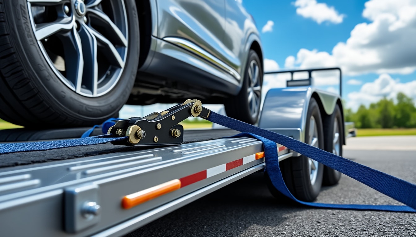 Remorque porte-voiture : PTAC, permis et sangles